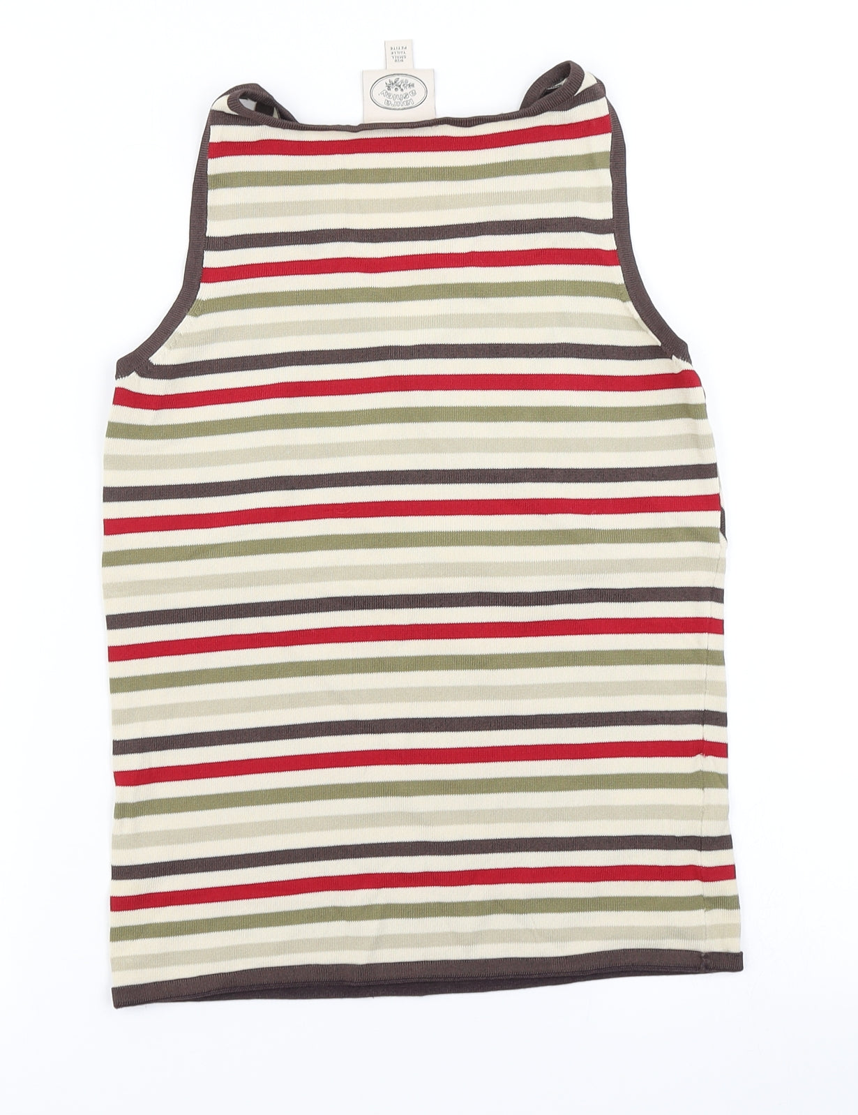 Laura Ashley Womens Brown Striped Knit Basic Tank Size S