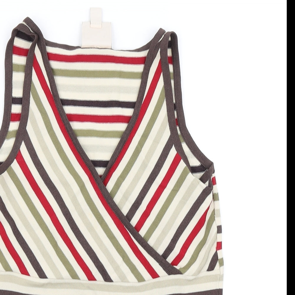 Laura Ashley Womens Brown Striped Knit Basic Tank Size S
