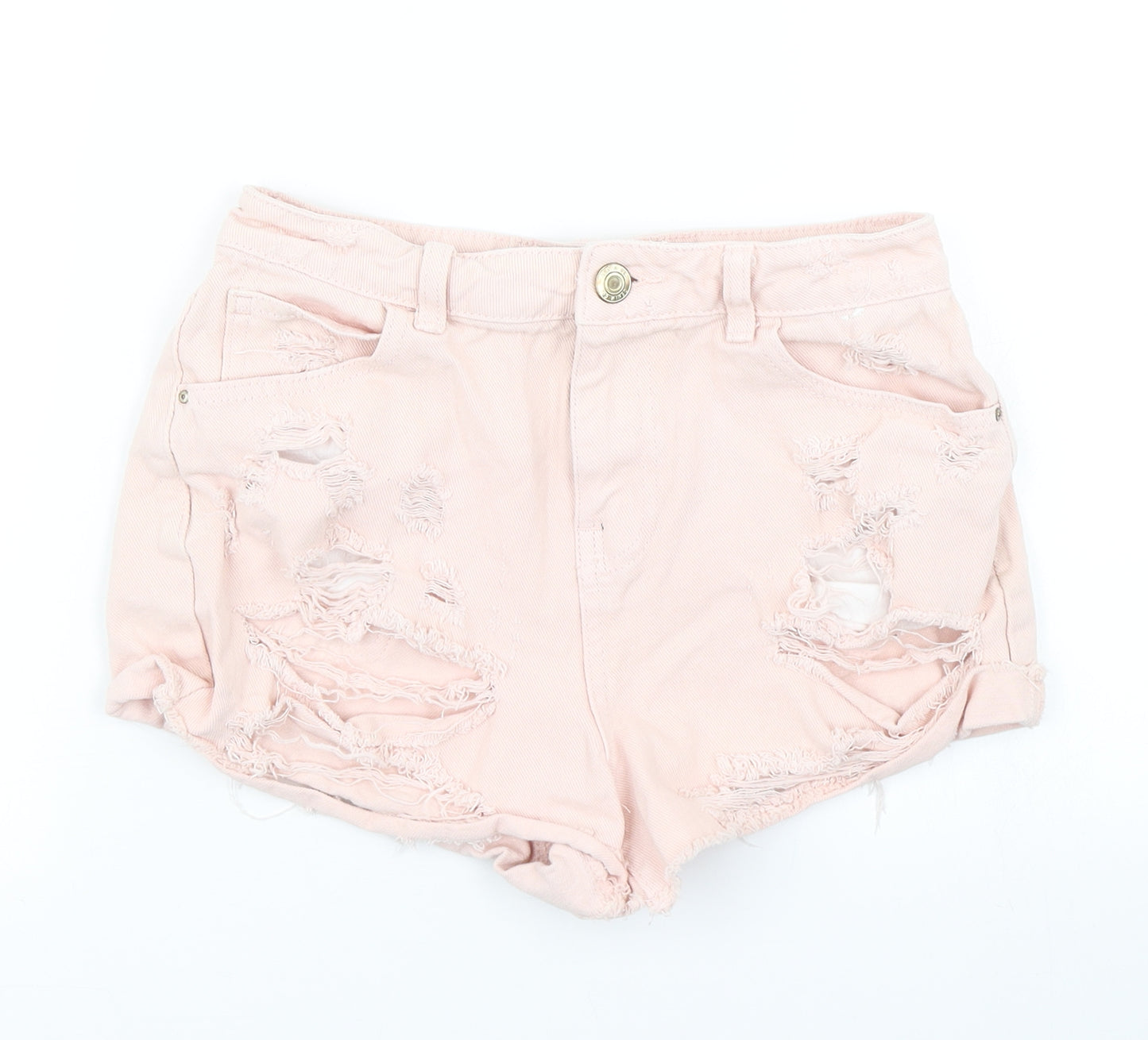 Denim Co Womens Pink  Denim Hot Pants Shorts Size 8 - Distressed