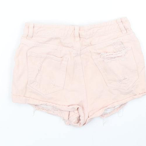 Denim Co Womens Pink  Denim Hot Pants Shorts Size 8 - Distressed