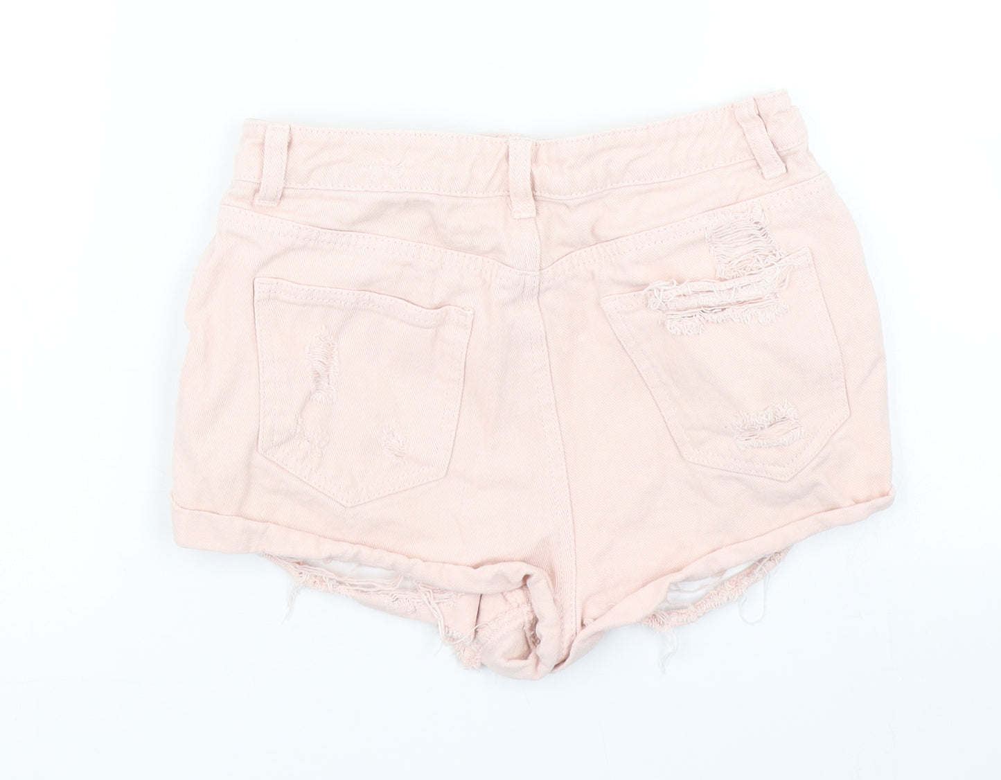 Denim Co Womens Pink  Denim Hot Pants Shorts Size 8 - Distressed