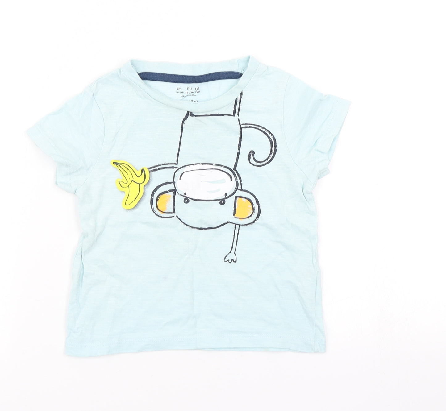 F&F Boys Blue   Basic T-Shirt Size 18-24 Months  - Monkey