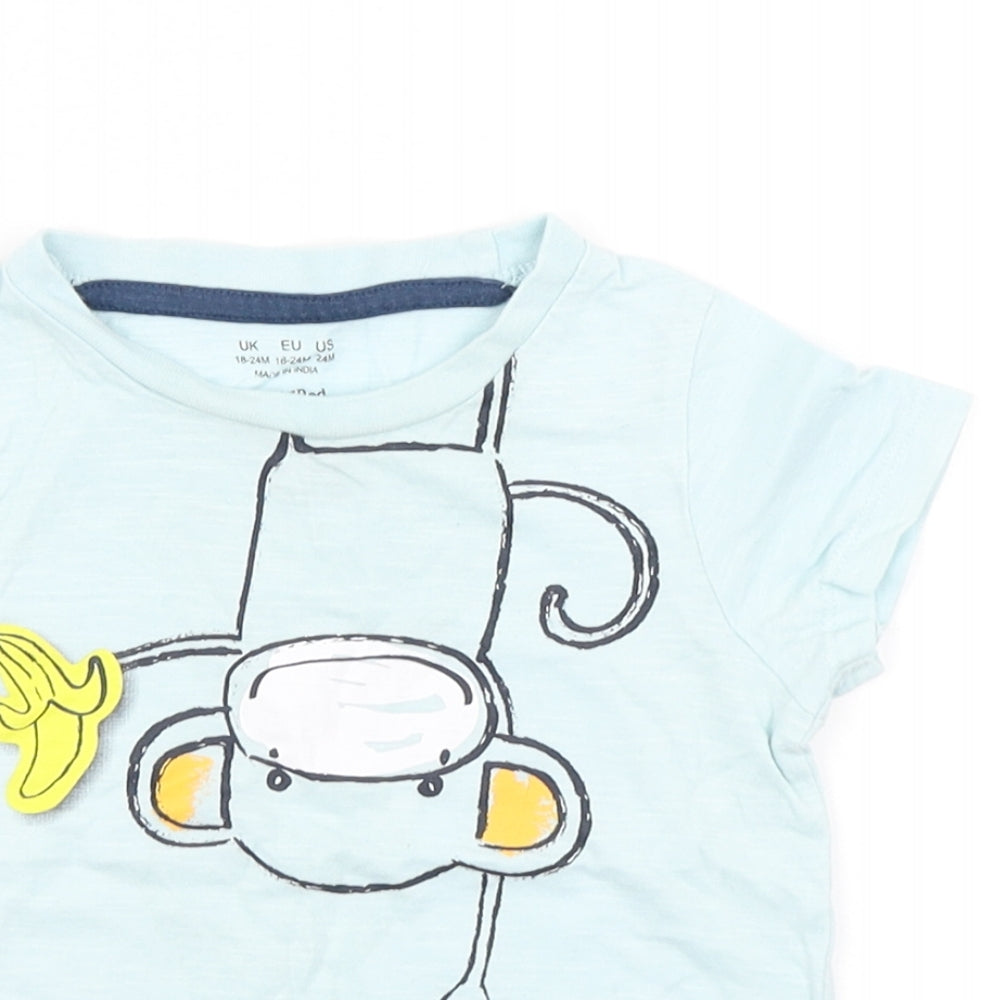 F&F Boys Blue   Basic T-Shirt Size 18-24 Months  - Monkey