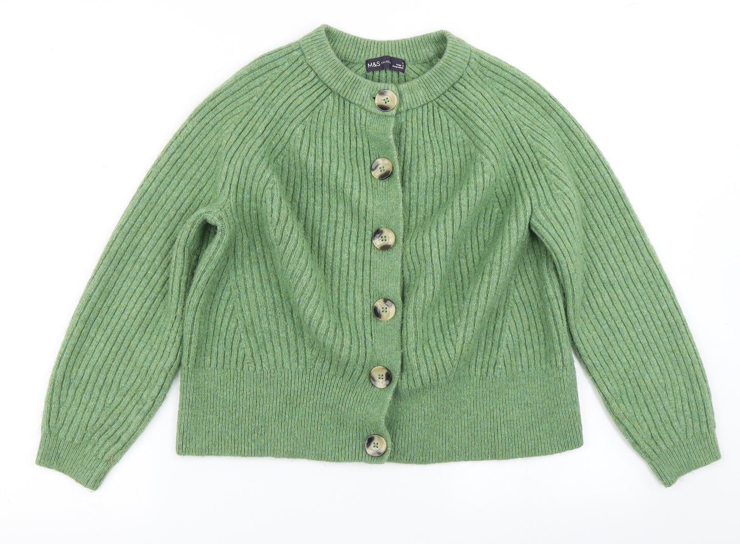M&S Collection Womens Green  Knit Cardigan Jumper Size L