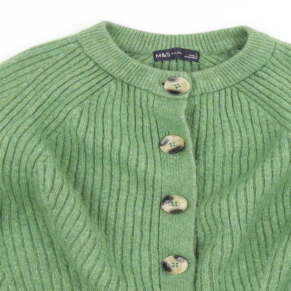 M&S Collection Womens Green  Knit Cardigan Jumper Size L