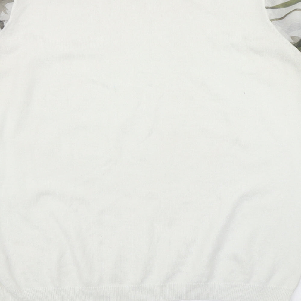 NEXT Womens White Floral Knit Pullover Jumper Size 12