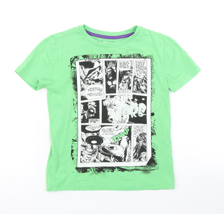 F&F Boys Green Basic T-Shirt Size 5-6 Years - Comic Book