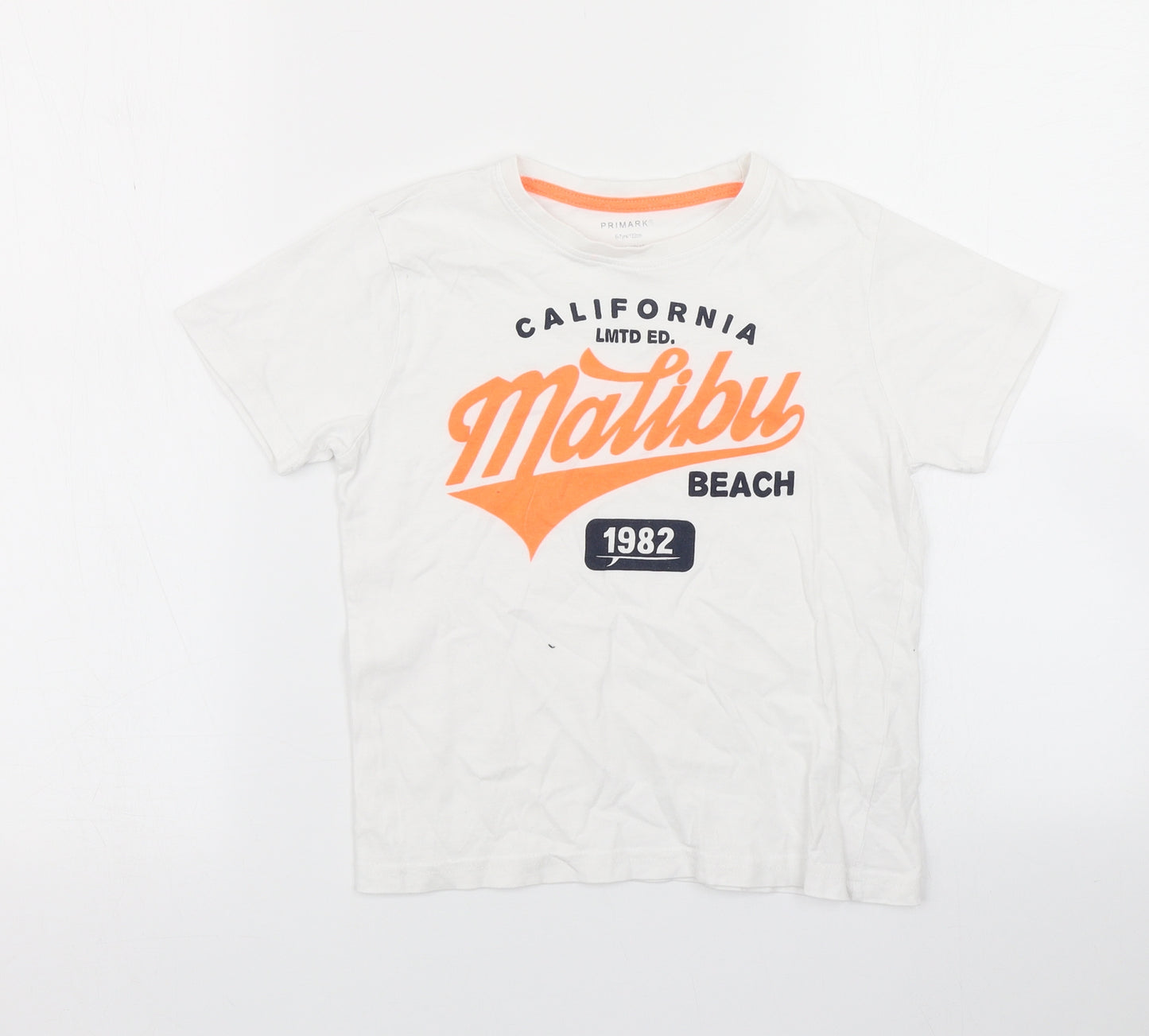 Primark Boys White   Basic T-Shirt Size 6-7 Years
