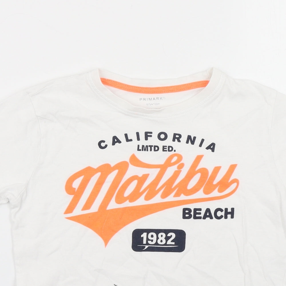 Primark Boys White   Basic T-Shirt Size 6-7 Years