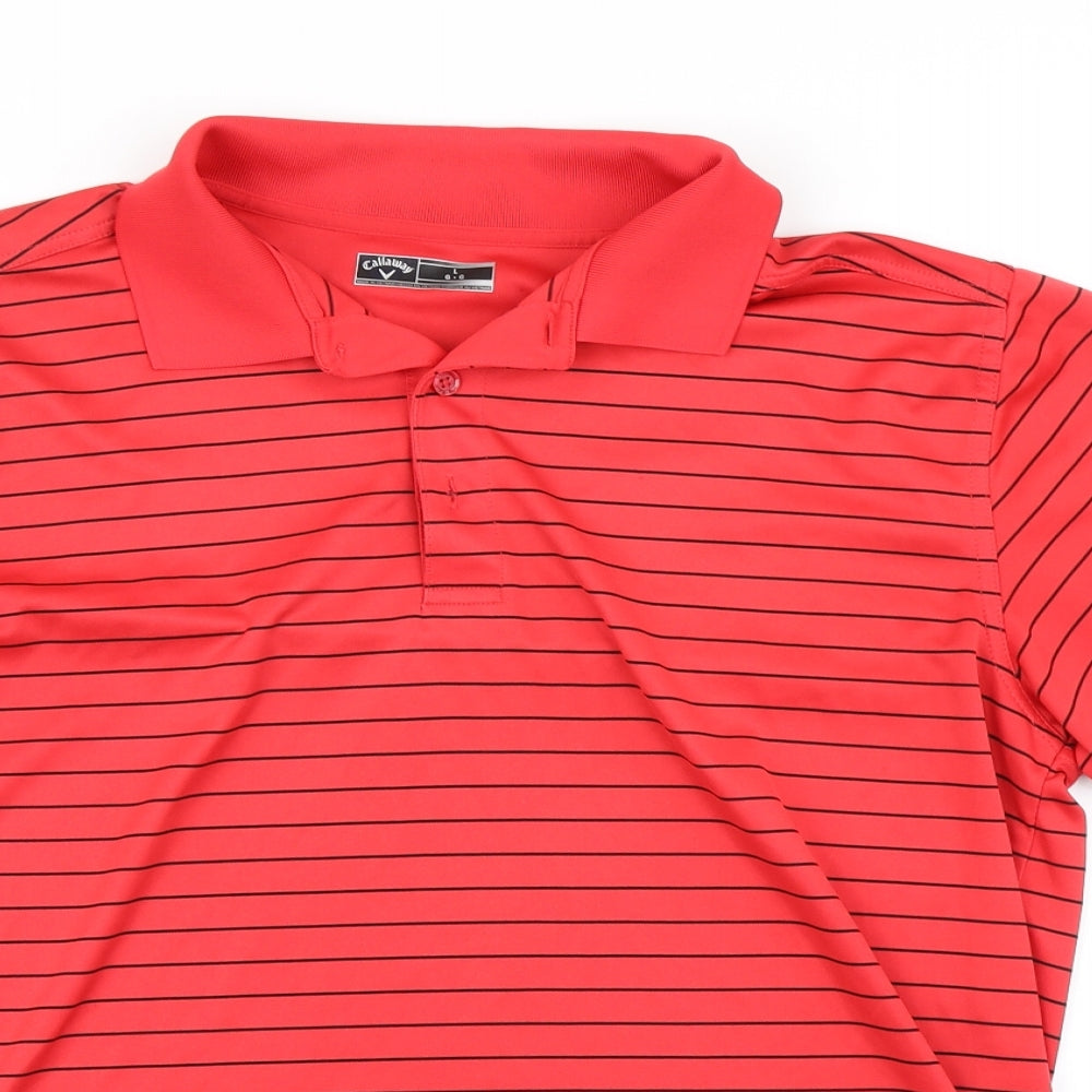 Callaway Mens Red Striped   Polo Size L