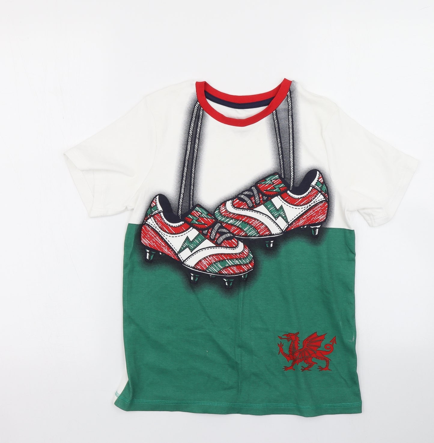 George Boys White   Basic T-Shirt Size 10-11 Years  - Welsh Rugby