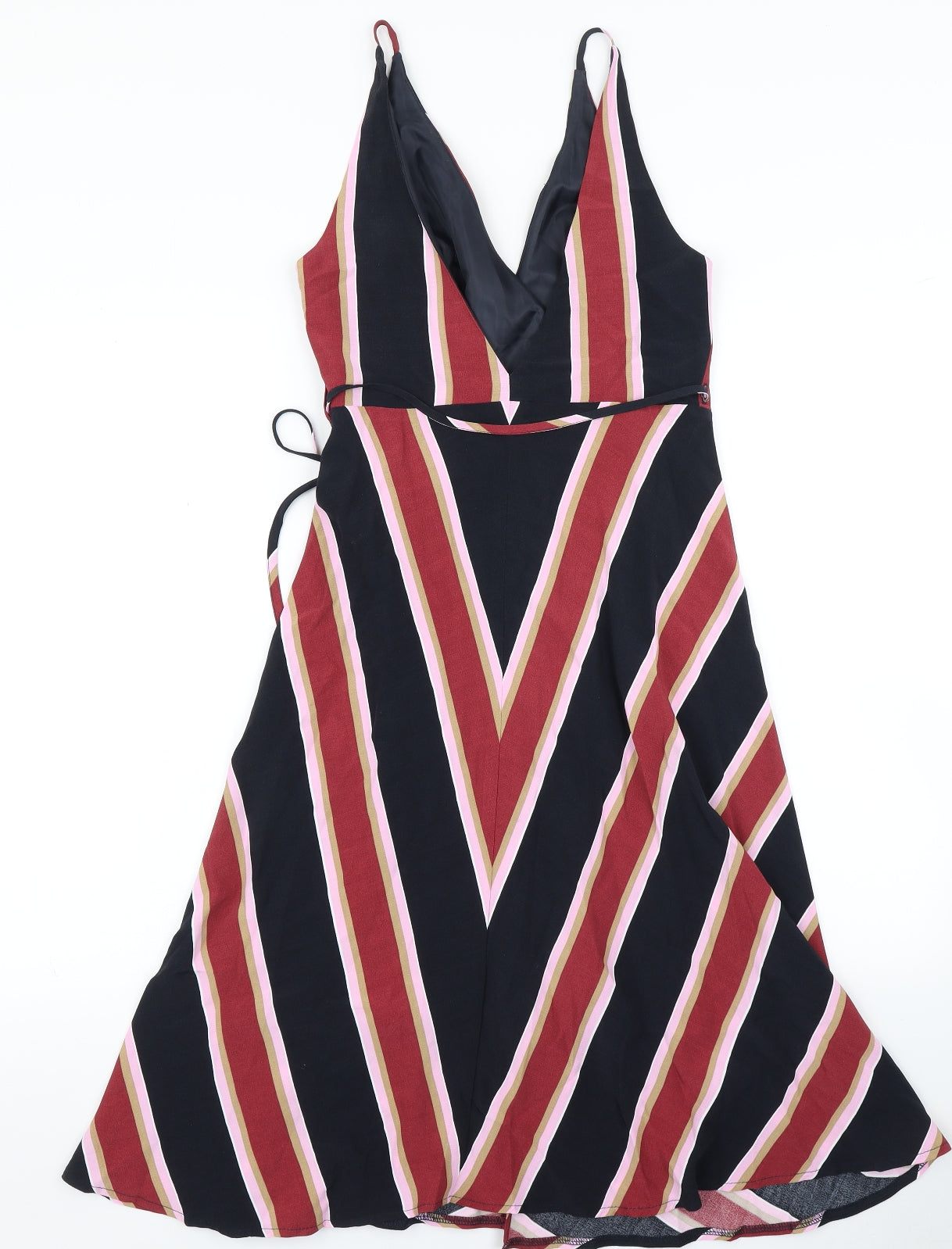 Topshop Womens Red Striped  Wrap Dress  Size 8