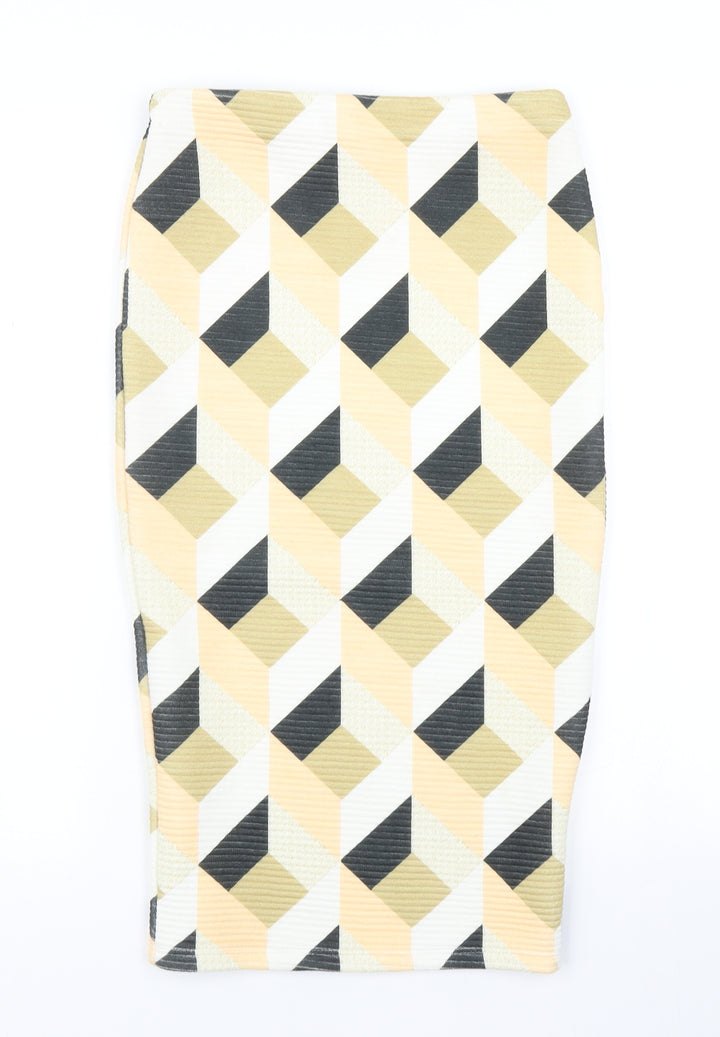 River Island Womens Yellow Geometric Straight & Pencil Skirt Size 6