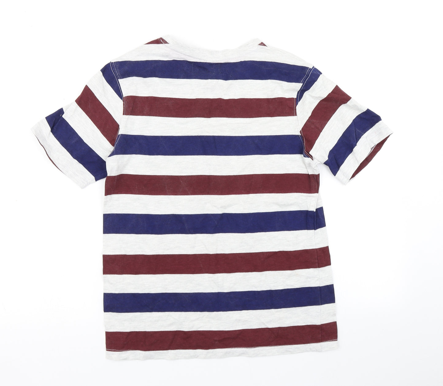 Rebel Boys Grey Striped  Basic T-Shirt Size 12-13 Years
