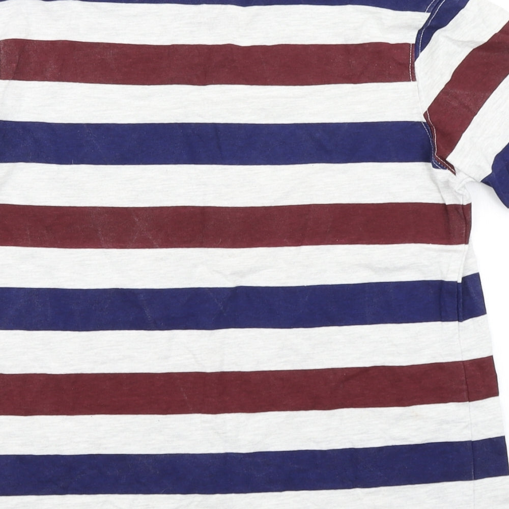 Rebel Boys Grey Striped  Basic T-Shirt Size 12-13 Years