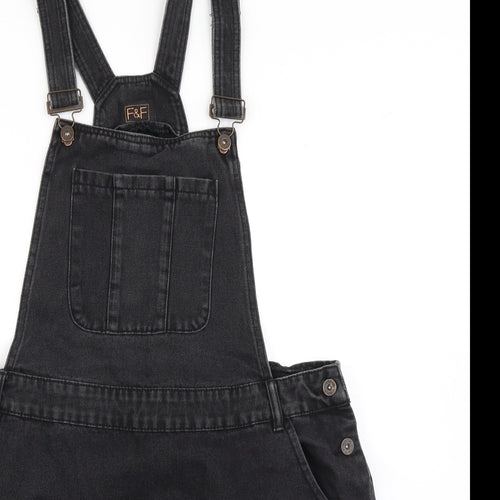 F&F Womens Black  Denim Pinafore/Dungaree Dress  Size 22