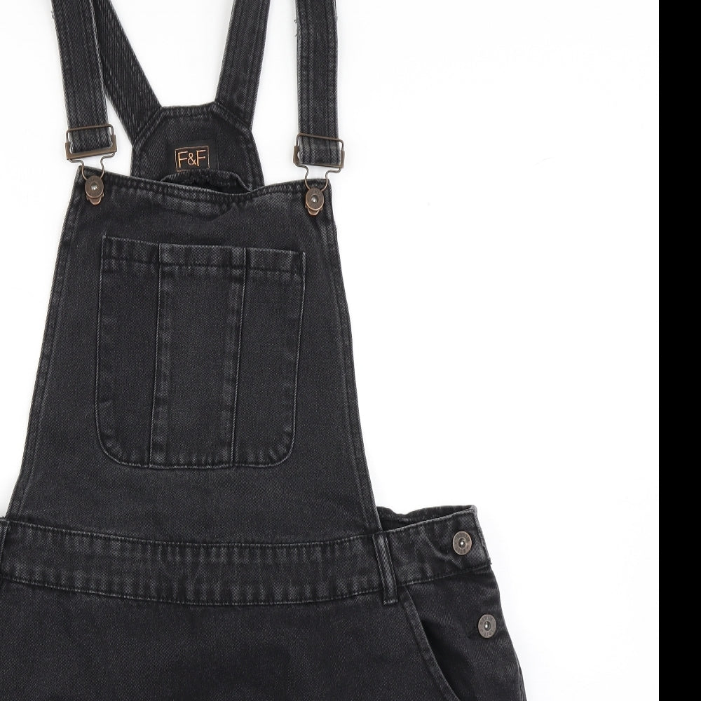 F&F Womens Black  Denim Pinafore/Dungaree Dress  Size 22