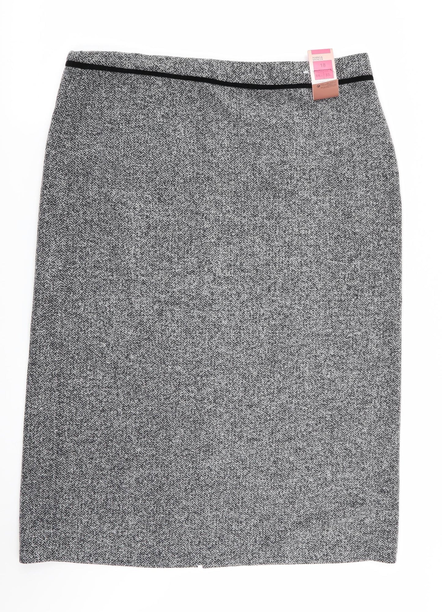 M&S Womens Grey   Flare Skirt Size 18  - Stretch waistband