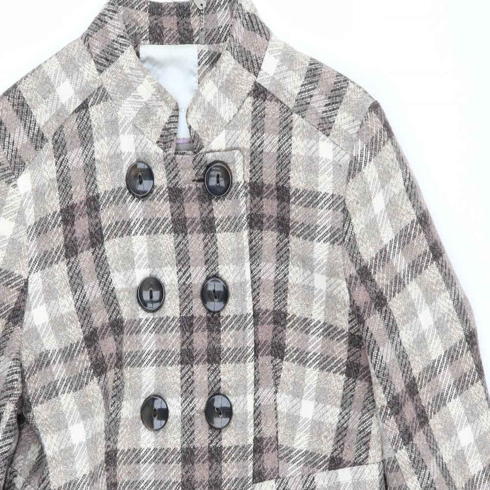 RJR.John Rocha Womens Multicoloured Check  Overcoat Coat Size 12