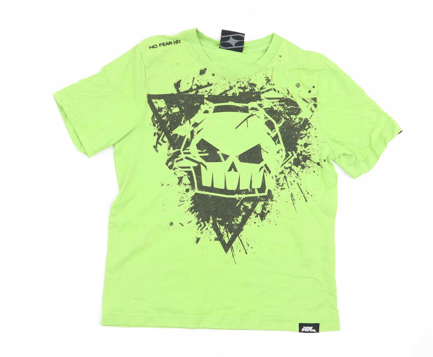 No Fear Boys Green Geometric  Basic T-Shirt Size 7-8 Years