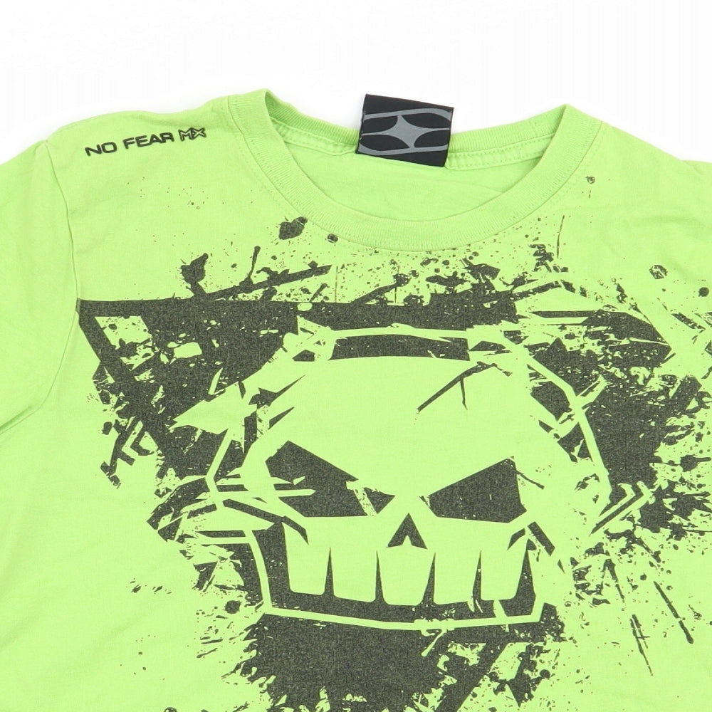 No Fear Boys Green Geometric  Basic T-Shirt Size 7-8 Years
