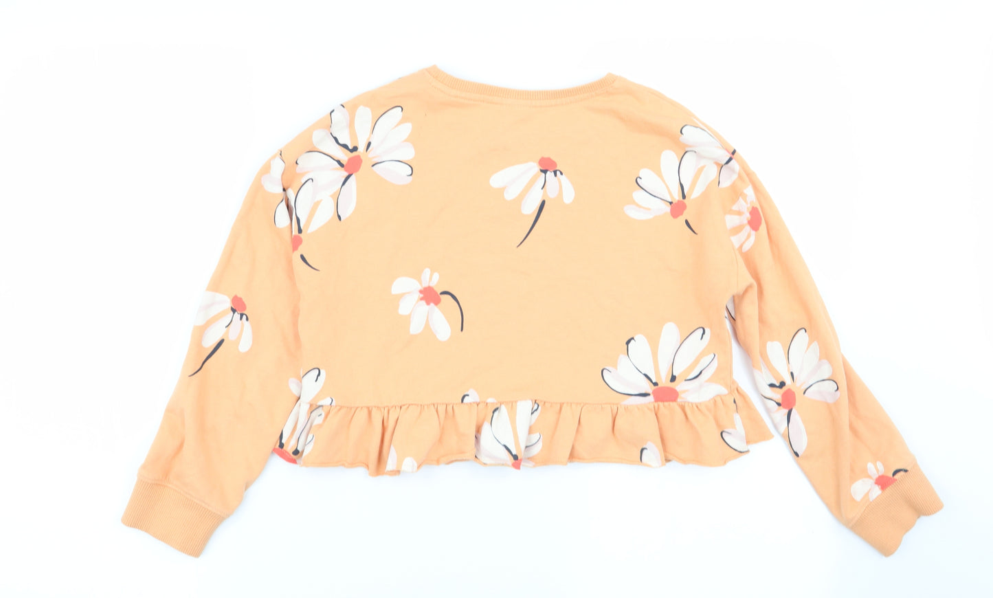 NEXT Girls Orange Floral  Pullover Jumper Size 9 Years
