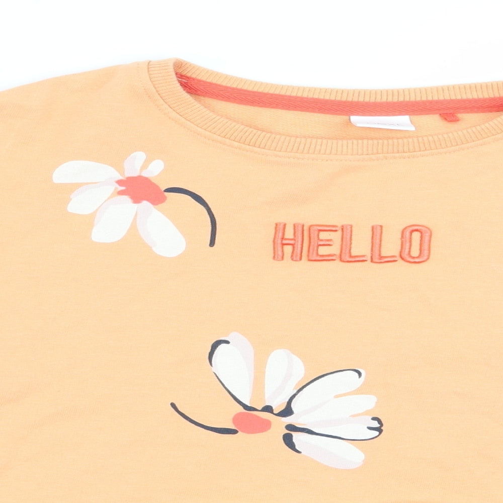 NEXT Girls Orange Floral  Pullover Jumper Size 9 Years