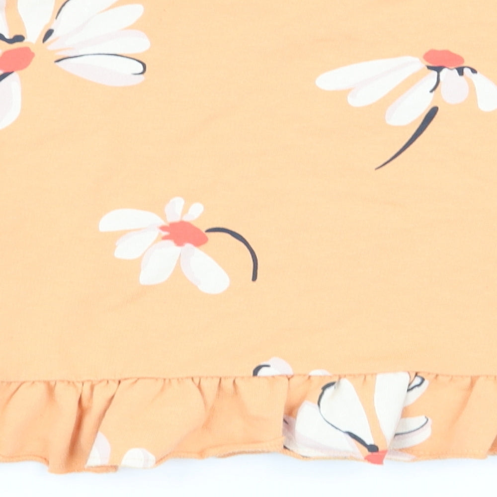 NEXT Girls Orange Floral  Pullover Jumper Size 9 Years