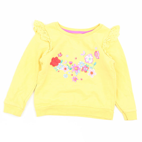 Nutmeg Girls Yellow Floral  Pullover Jumper Size 18-24 Months