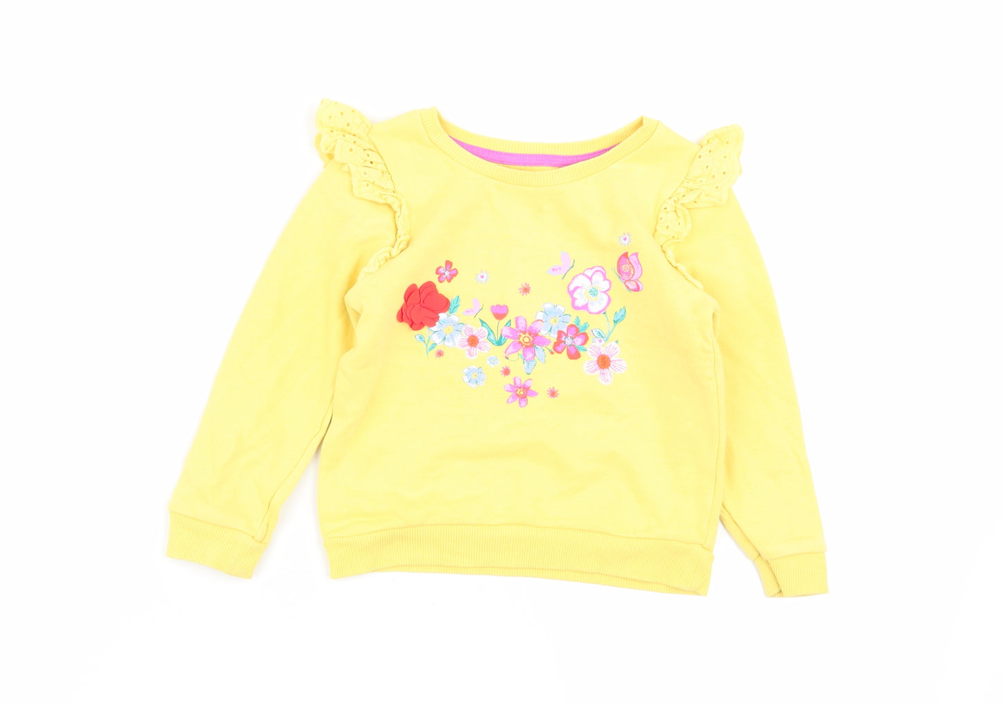 Nutmeg Girls Yellow Floral  Pullover Jumper Size 18-24 Months