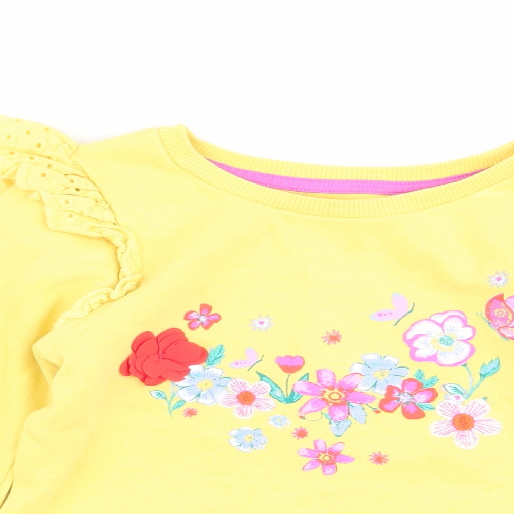 Nutmeg Girls Yellow Floral  Pullover Jumper Size 18-24 Months