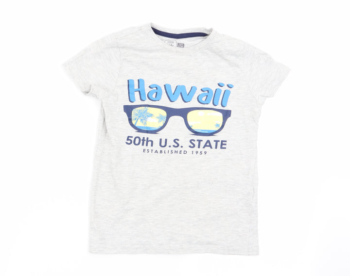 little kids Boys Grey Basic T-Shirt Size 6-7 Years