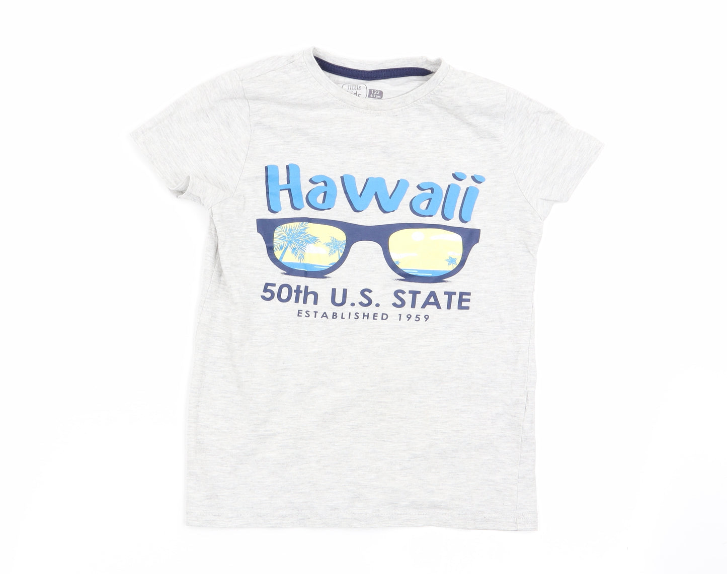 little kids Boys Grey   Basic T-Shirt Size 6-7 Years