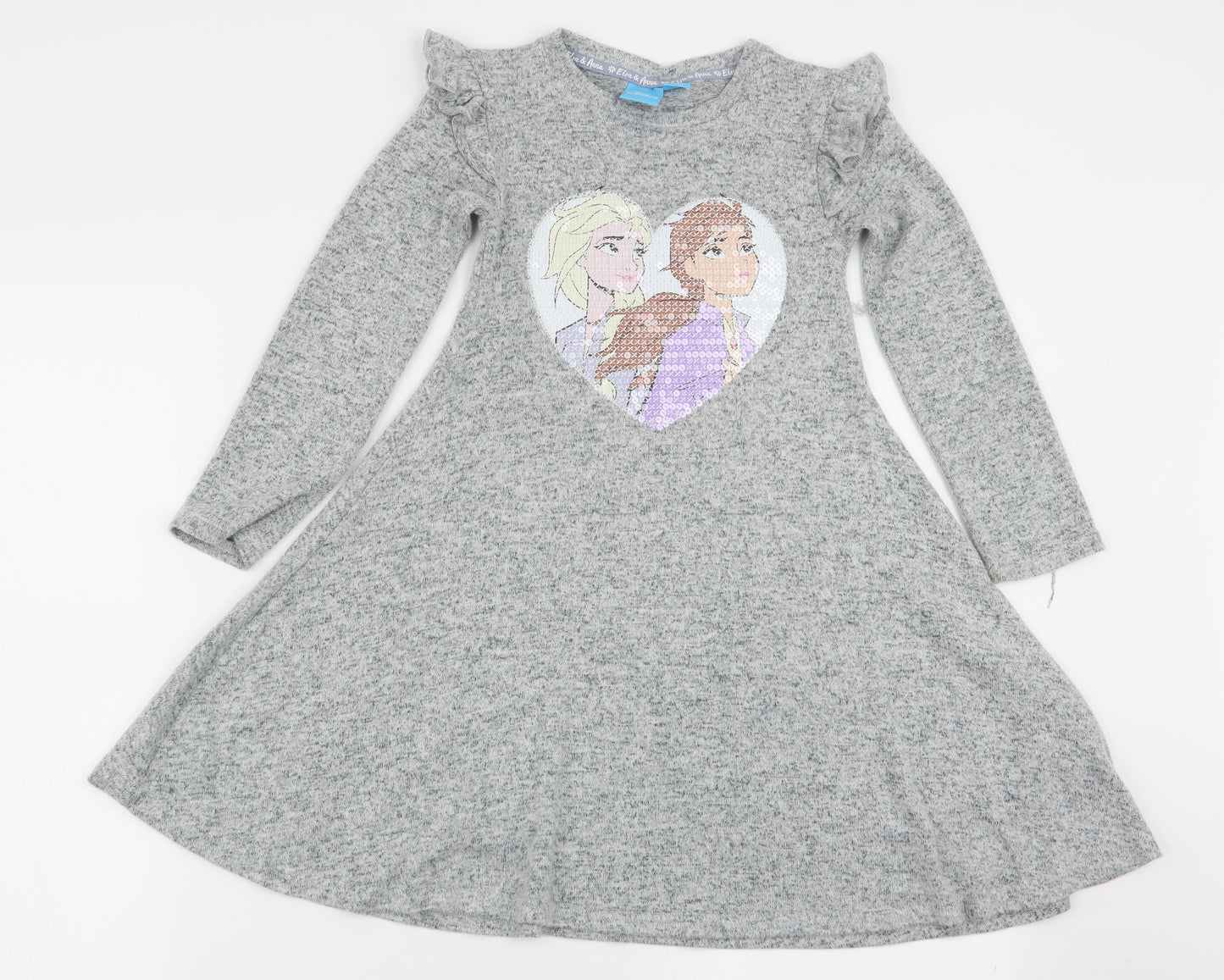 Frozen Girls Grey   Fit & Flare  Size 6-7 Years