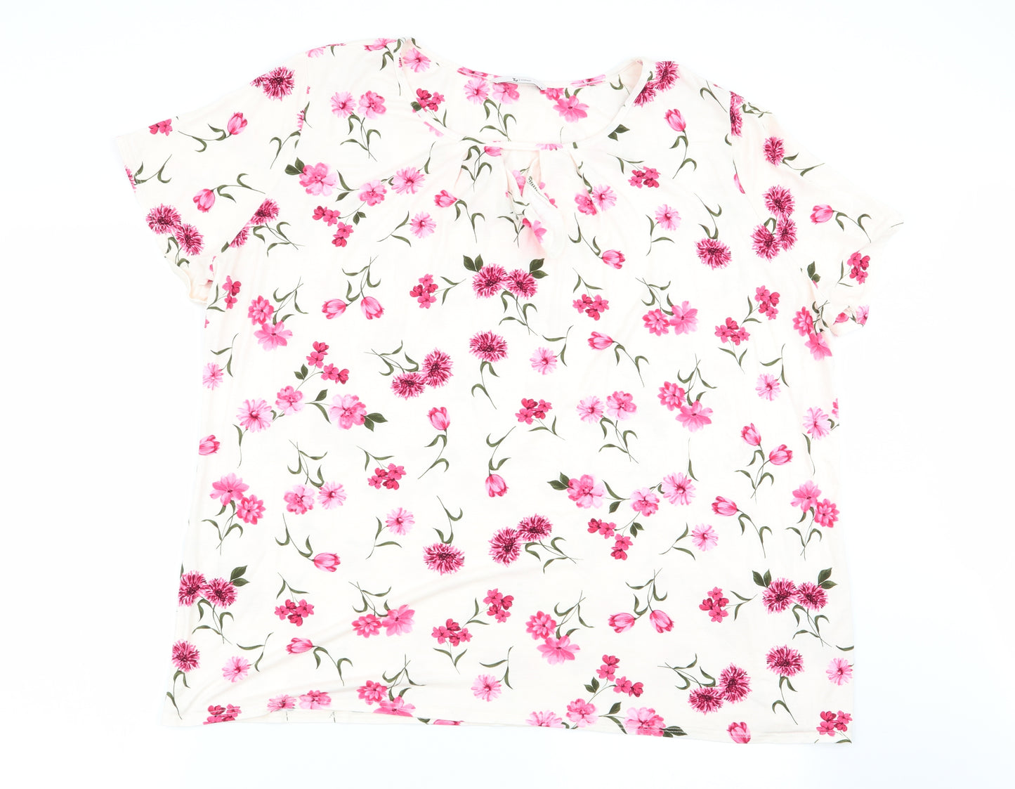 TU Womens Pink Floral  Basic T-Shirt Size 22