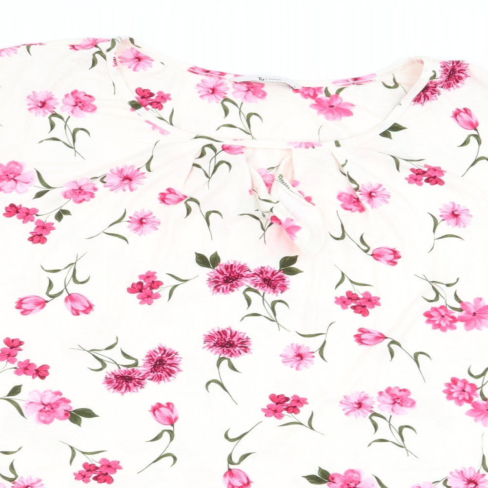 TU Womens Pink Floral  Basic T-Shirt Size 22