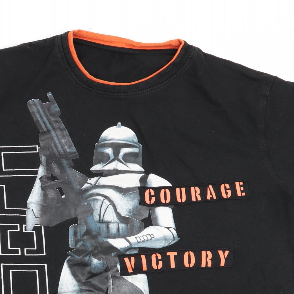 Asda George Boys Black Geometric  Basic T-Shirt Size 11-12 Years  - star wars