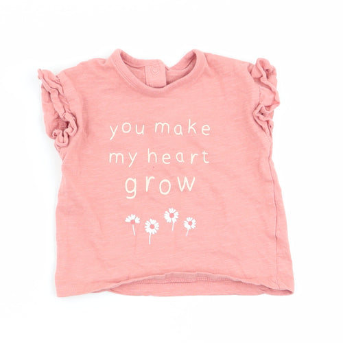 Asda George Girls Pink   Basic T-Shirt Size 0-3 Months