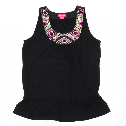 Monsoon Womens Black Geometric  Basic Tank Size 14
