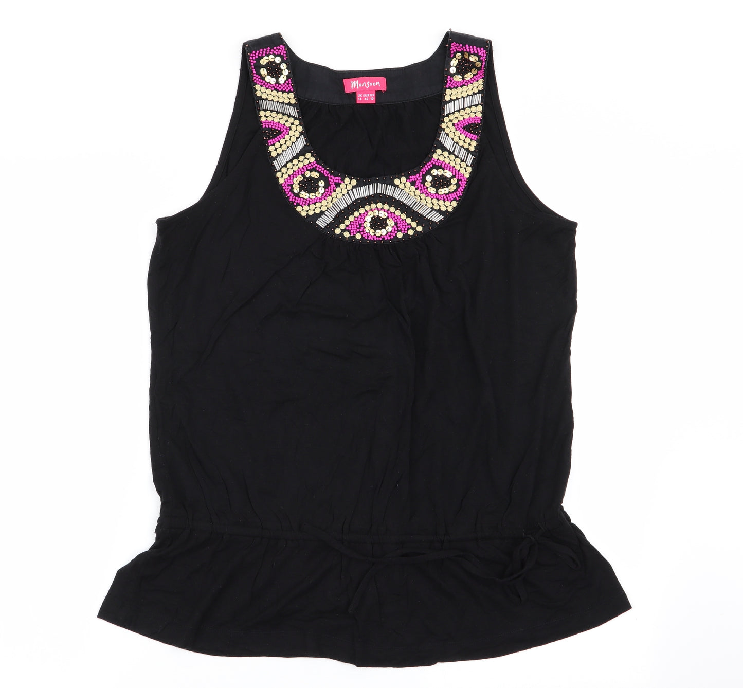 Monsoon Womens Black Geometric  Basic Tank Size 14