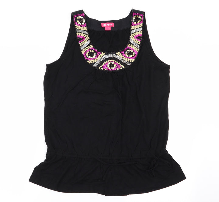 Monsoon Womens Black Geometric Basic Tank Size 14