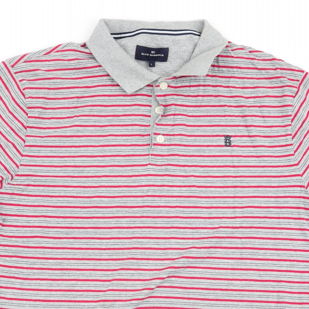 Blue Harbour Mens Multicoloured Striped   Polo Size L