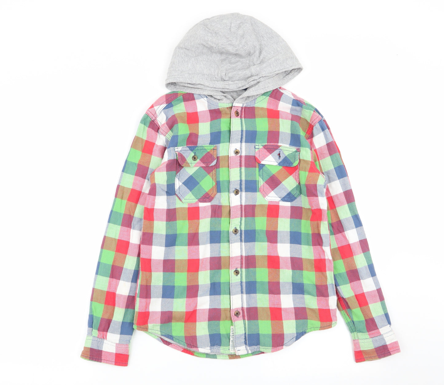 M&s Boys Multicoloured Check  Pullover Jumper Size 11-12 Years  - button up
