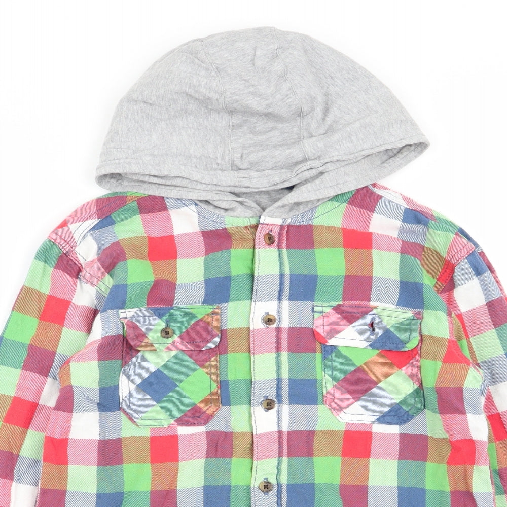 M&s Boys Multicoloured Check  Pullover Jumper Size 11-12 Years  - button up