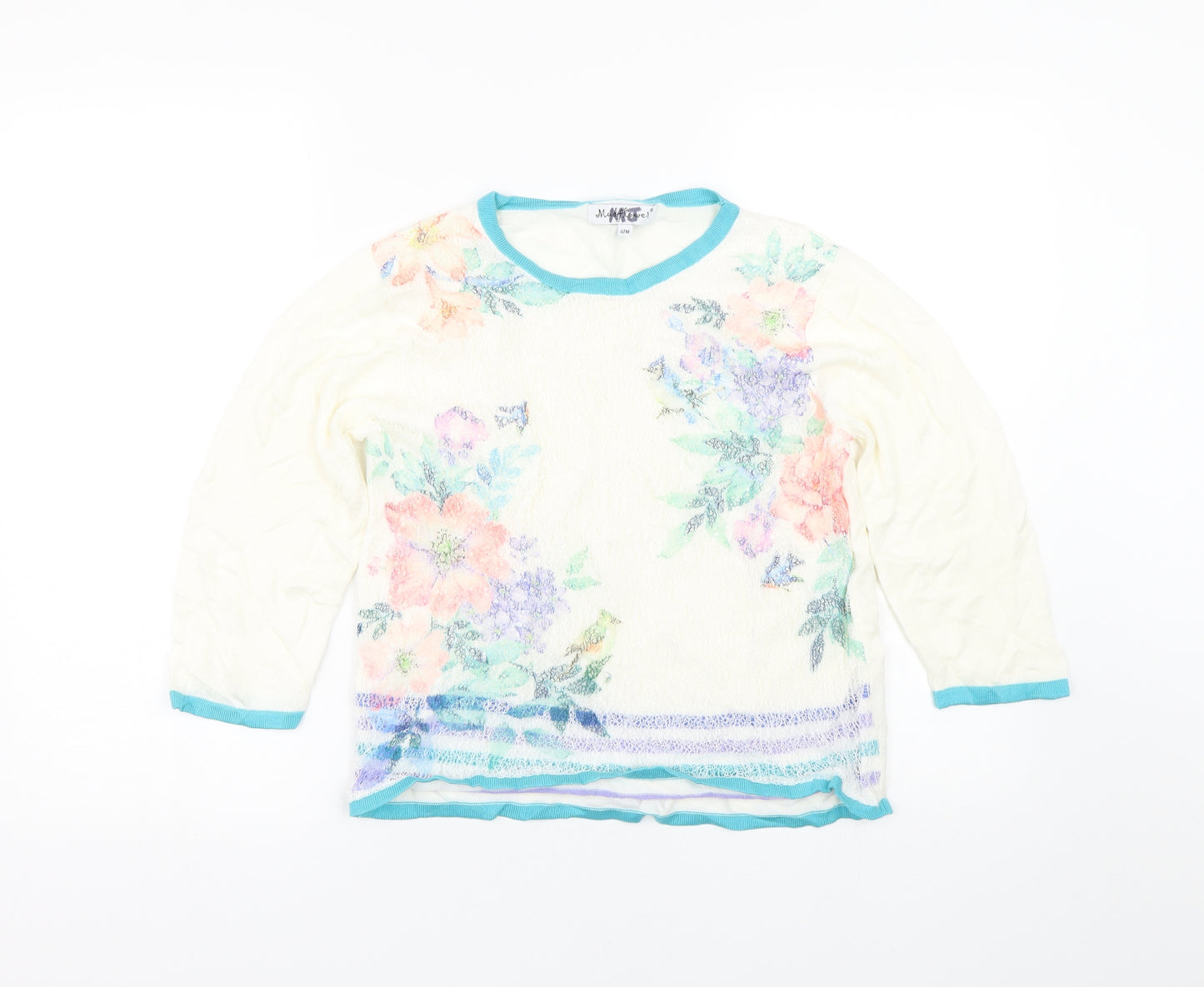 Mud & flowers Womens Beige Floral  Pullover Jumper Size S