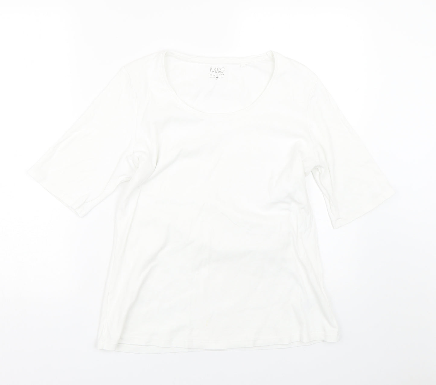 M&S Womens White   Basic T-Shirt Size 16