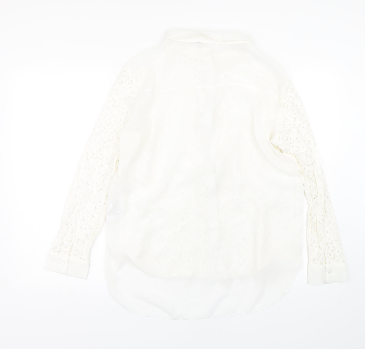 Preworn Womens White Floral  Basic Button-Up Size 18