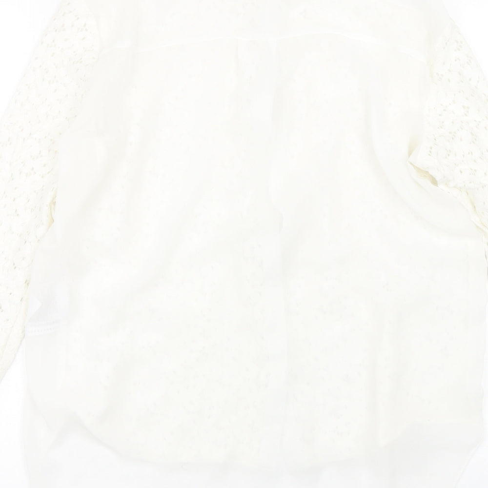 Preworn Womens White Floral  Basic Button-Up Size 18