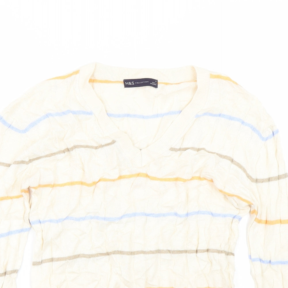 M&S Womens Beige Striped  Pullover Jumper Size S