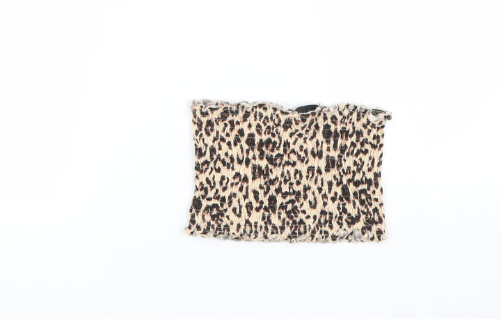 Topshop Womens Brown Animal Print  Cropped T-Shirt Size 8